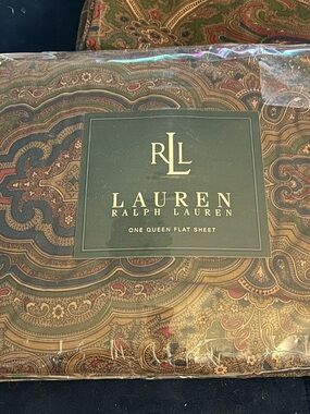 NWT Ralph Lauren Brianna Paisley Queen Flat sheet & bonus unpackaged pillowcase